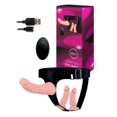 Женский страпон с 3 насадками и вибрацией - Erowoman-Eroman - купить с доставкой в Тюмени