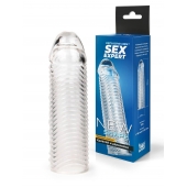 Прозрачная закрытая насадка на пенис с ребрышками - 16 см. - Sex Expert - в Тюмени купить с доставкой
