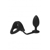 Черное эрекционное кольцо с анальной пробкой Cockstrap With Anal Plug - Dream Toys - в Тюмени купить с доставкой