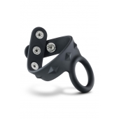 Черное эрекционное кольцо с подхватом мошонки на кнопках VS6 - Blush Novelties - в Тюмени купить с доставкой