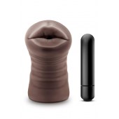 Коричневый мастурбатор-ротик Krystal Vibrating Masturbator - Blush Novelties - в Тюмени купить с доставкой