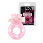 Розовое эрекционное виброкольцо в форме мишки - 1137 - в Тюмени купить с доставкой