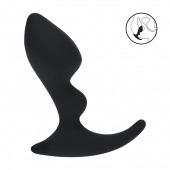 Черная анальная пробка для массажа простаты Double Ripple Silicone Prostate Massager - Shots Media BV - в Тюмени купить с доставкой