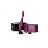 Фиолетовая секс-машина с функцией нагрева, насадками и присоской Sesh - Zalo - купить с доставкой в Тюмени