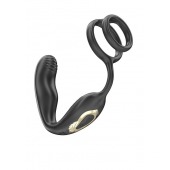 Черная анальная пробка с вращением и эрекционными кольцами - Ibiza - в Тюмени купить с доставкой