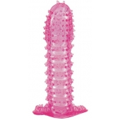 Гелевая розовая насадка с шипами - 12 см. - Toyfa Basic - в Тюмени купить с доставкой