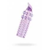 Гелевая фиолетовая насадка с шариками, шипами и усиком - 11 см. - Toyfa Basic - в Тюмени купить с доставкой