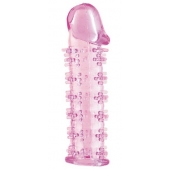 Гелевая розовая насадка на фаллос с шипами - 12 см. - Toyfa Basic - в Тюмени купить с доставкой