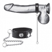 Утяжка на пенис с поводком Snap Cock Ring With 12  Leash - BlueLine - купить с доставкой в Тюмени