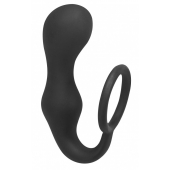 Чёрное эрекционное кольцо с анальной пробкой Double Pleasure Anal Plug - Lola Games - в Тюмени купить с доставкой