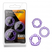 Набор из 3 фиолетовых эрекционных колец Stay Hard Beaded Cockrings - Blush Novelties - в Тюмени купить с доставкой