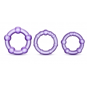 Набор из 3 фиолетовых эрекционных колец Stay Hard Beaded Cockrings - Blush Novelties - в Тюмени купить с доставкой
