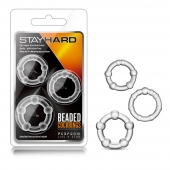 Набор из 3 прозрачных эрекционных колец Stay Hard Beaded Cockrings - Blush Novelties - в Тюмени купить с доставкой