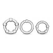 Набор из 3 прозрачных эрекционных колец Stay Hard Beaded Cockrings - Blush Novelties - в Тюмени купить с доставкой