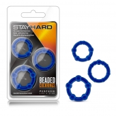 Набор из 3 синих эрекционных колец Stay Hard Beaded Cockrings - Blush Novelties - в Тюмени купить с доставкой