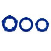 Набор из 3 синих эрекционных колец Stay Hard Beaded Cockrings - Blush Novelties - в Тюмени купить с доставкой