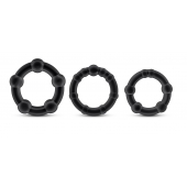 Набор из 3 чёрных эрекционных колец Stay Hard Beaded Cockrings - Blush Novelties - в Тюмени купить с доставкой