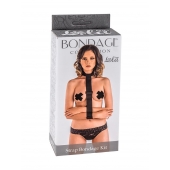 Ошейник с длинной лентой и наручниками Strap Bondage Kit Plus Size - Lola Games - купить с доставкой в Тюмени