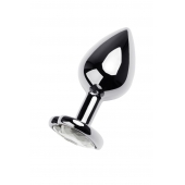 Серебристая анальная пробка с прозрачным кристаллом-сердцем - 8 см. - ToyFa - купить с доставкой в Тюмени