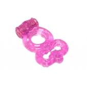 Розовое эрекционное кольцо Rings Treadle с подхватом - Lola Games - в Тюмени купить с доставкой