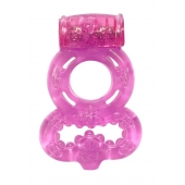 Розовое эрекционное кольцо Rings Treadle с подхватом - Lola Games - в Тюмени купить с доставкой