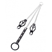 Черно-серебристые зажимы для сосков с кольцом для пениса TOYFA Metal - ToyFa - купить с доставкой в Тюмени