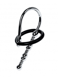 Серебристый уретральный плаг-бусины TOYFA Metal с мягким фиксириющим кольцом - ToyFa - купить с доставкой в Тюмени