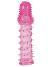 Розовая насадка с нежными шипами - 13,5 см. - Toyfa Basic - в Тюмени купить с доставкой