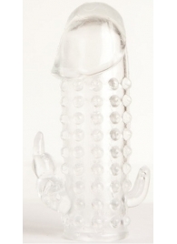 Гелевая прозрачная насадка с 2 отростками - 13 см. - Toyfa Basic - в Тюмени купить с доставкой