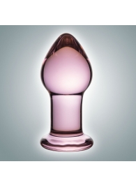 Розовая стеклянная анальная втулка - 9 см. - Rubber Tech Ltd