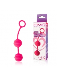 Розовые вагинальные шарики с ребрышками Cosmo - Bior toys