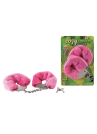 Розовые меховые наручники в комплекте с ключами - Gopaldas - купить с доставкой в Тюмени
