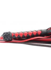 Черно-красная плеть с плетеной ромбовидной ручкой - 58 см. - БДСМ Арсенал - купить с доставкой в Тюмени