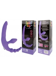 Фиолетовый безремневой страпон с анальным отростком и вибрацией - 15 см. - Bior toys - купить с доставкой в Тюмени