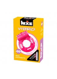 Розовое эрекционное виброкольцо Luxe VIBRO  Ужас Альпиниста  + презерватив - Luxe - в Тюмени купить с доставкой