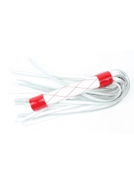 Бело-красная плеть средней длины с ручкой - 44 см. - БДСМ Арсенал - купить с доставкой в Тюмени