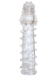 Закрытая прозрачная рельефная насадка с шипиками Crystal sleeve - 13,5 см. - Erowoman-Eroman - в Тюмени купить с доставкой