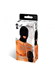 Черная эластичная маска на голову с прорезью для рта - Lux Fetish - купить с доставкой в Тюмени