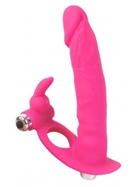 Ярко-розовая вибронасадка для двойного проникновения - 15 см. - Bior toys - купить с доставкой в Тюмени