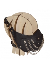 Чёрная кожаная маска с цепочками  Шахерезада - Sitabella - купить с доставкой в Тюмени