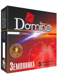 Ароматизированные презервативы Domino  Земляника  - 3 шт. - Domino - купить с доставкой в Тюмени