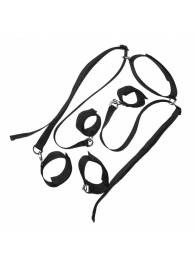 Комплект фиксаторов ног и рук с ошейником черного цвета - Джага-Джага - купить с доставкой в Тюмени