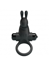 Черное эрекционное кольцо с выступом-зайчиком для стимуляции клитора - Baile - в Тюмени купить с доставкой