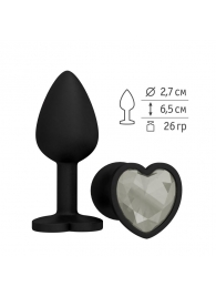 Черная силиконовая пробка с прозрачным кристаллом - 7,3 см. - Джага-Джага - купить с доставкой в Тюмени