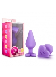 Фиолетовая анальная пробка Naughty Candy Heart Do Me Now - 8,9 см. - Blush Novelties - купить с доставкой в Тюмени