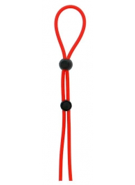Красное лассо на пенис с двумя бусинами STRETCHY LASSO CAGE - Dream Toys - в Тюмени купить с доставкой