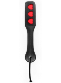 Черная шлепалка NOTABU с красными сердечками - 32 см. - Notabu - купить с доставкой в Тюмени