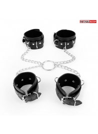 Комплект наручников и оков на металлических креплениях с кольцом - Notabu - купить с доставкой в Тюмени
