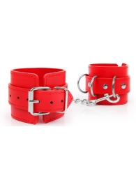 Красные наручники на регулируемых ремешках с цепочкой - Notabu - купить с доставкой в Тюмени