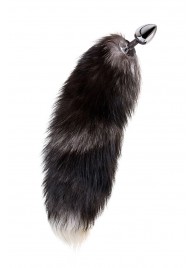Серебристая металлическая анальная втулка с хвостом чернобурой лисы - размер S - ToyFa - купить с доставкой в Тюмени